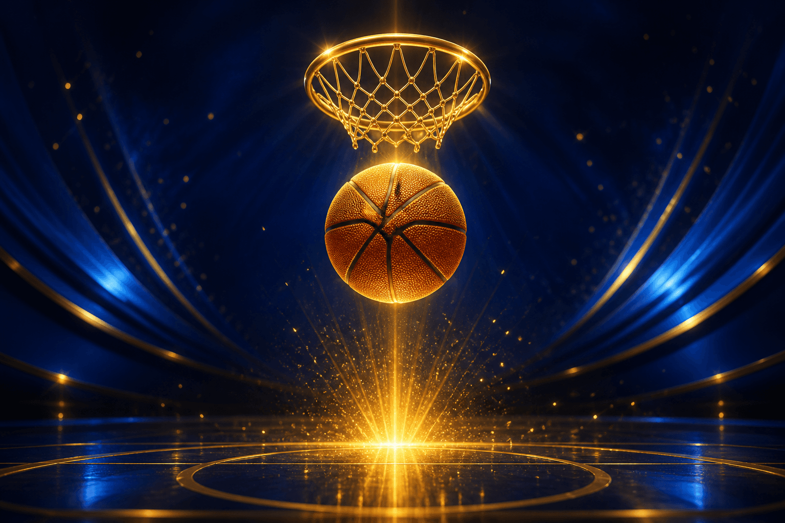 Award-style basketball emblem, no athletes