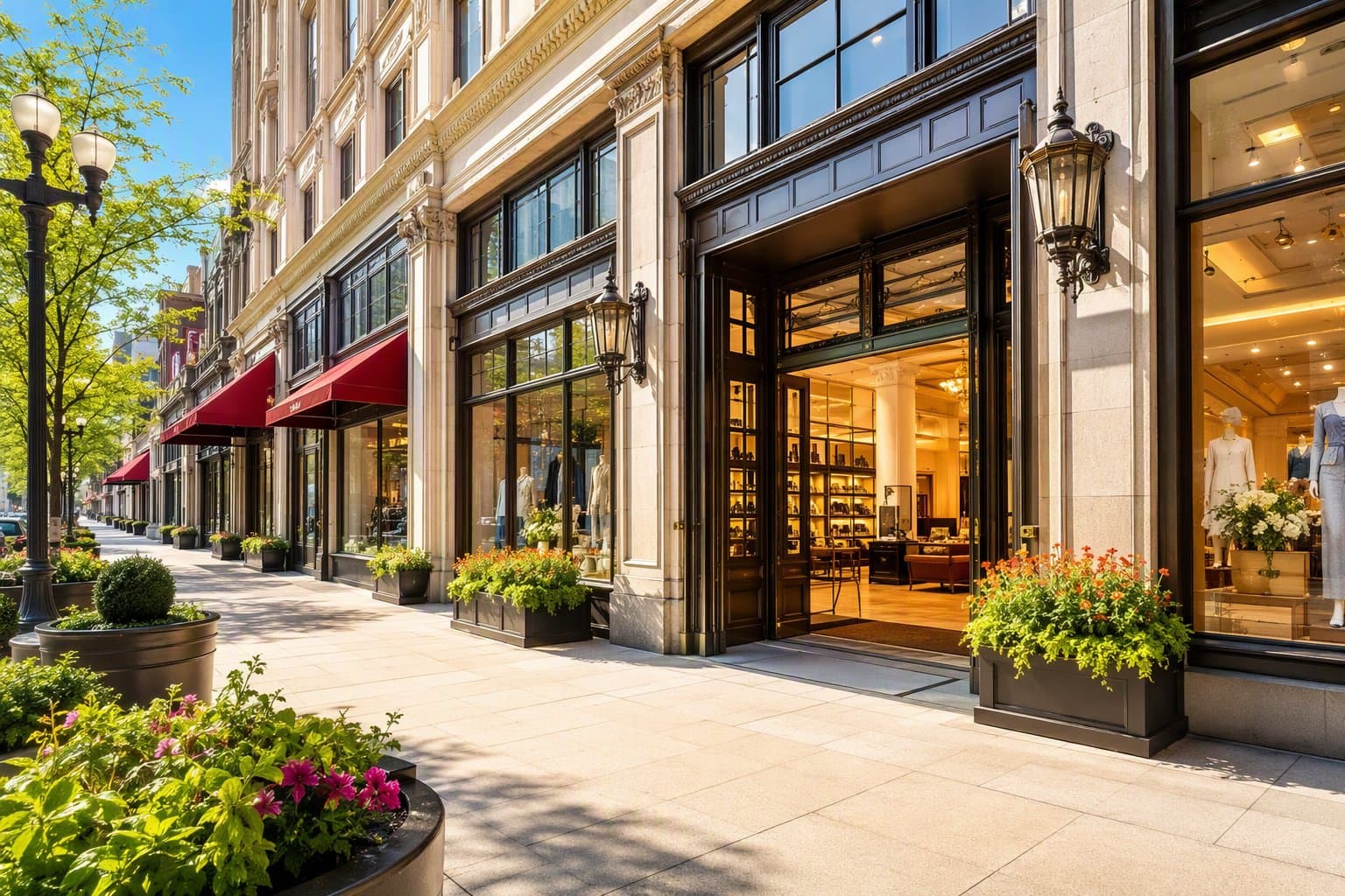 downtown retail storefront - illustration, Jake Team LLC