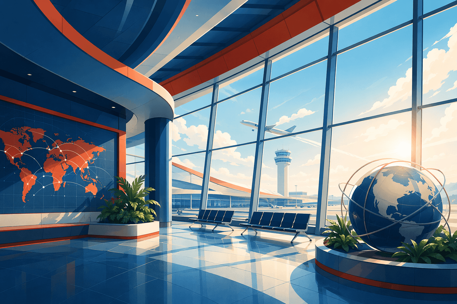 Global Aviation Connectivity - illustration, Jake Team LLC
