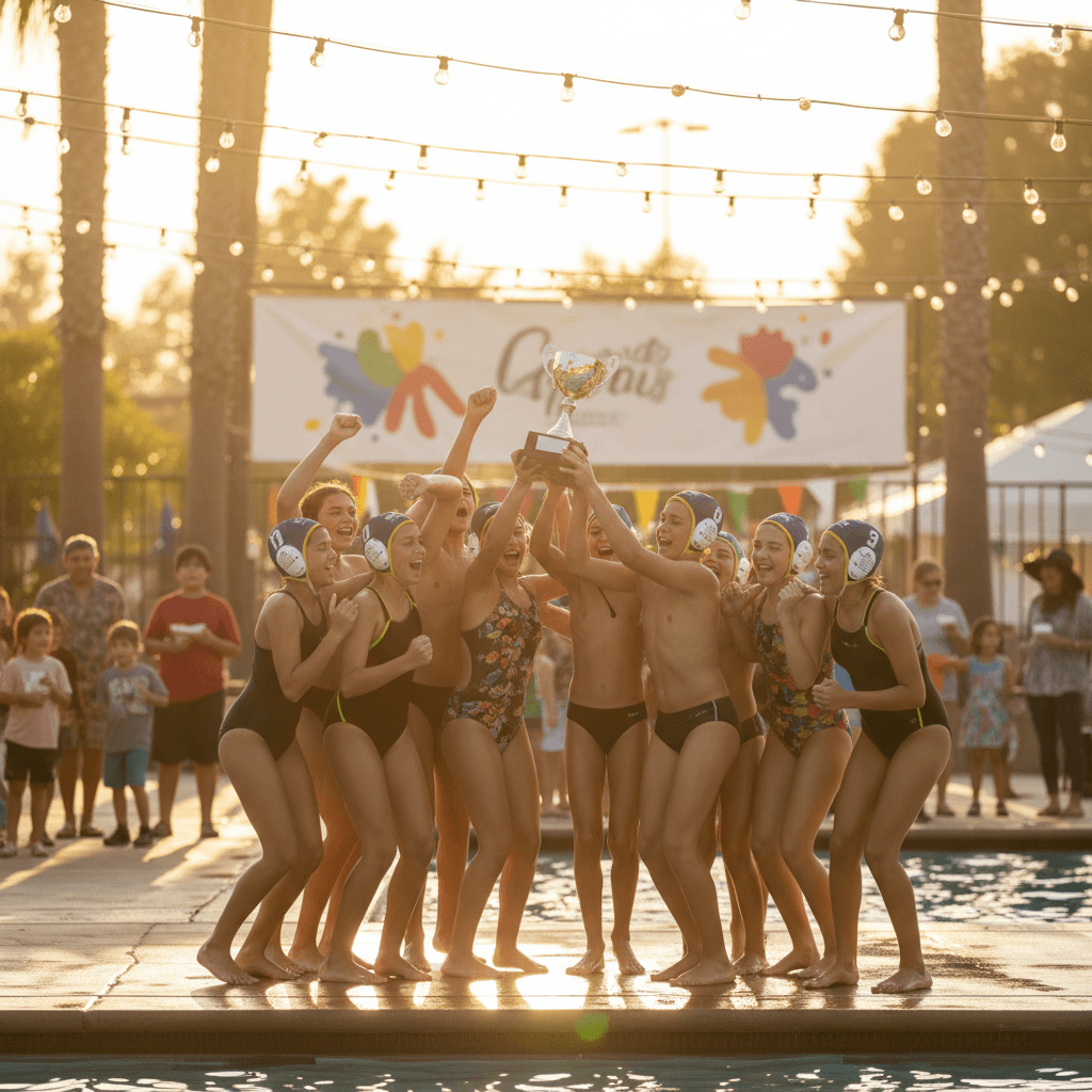 youth water polo team - illustration, Jake Team LLC