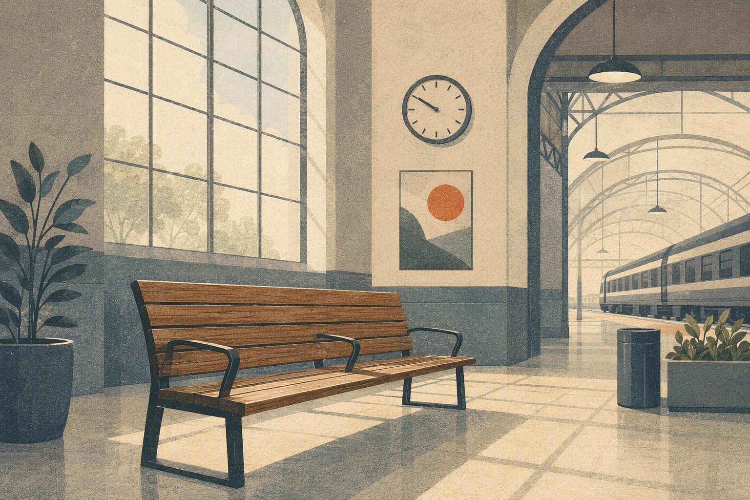 Dallas train station bench - illustration, Jake Team LLC