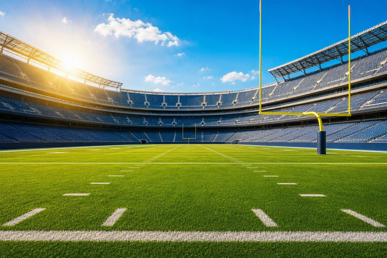 Sunlit football stadium - illustration, Jake Team LLC