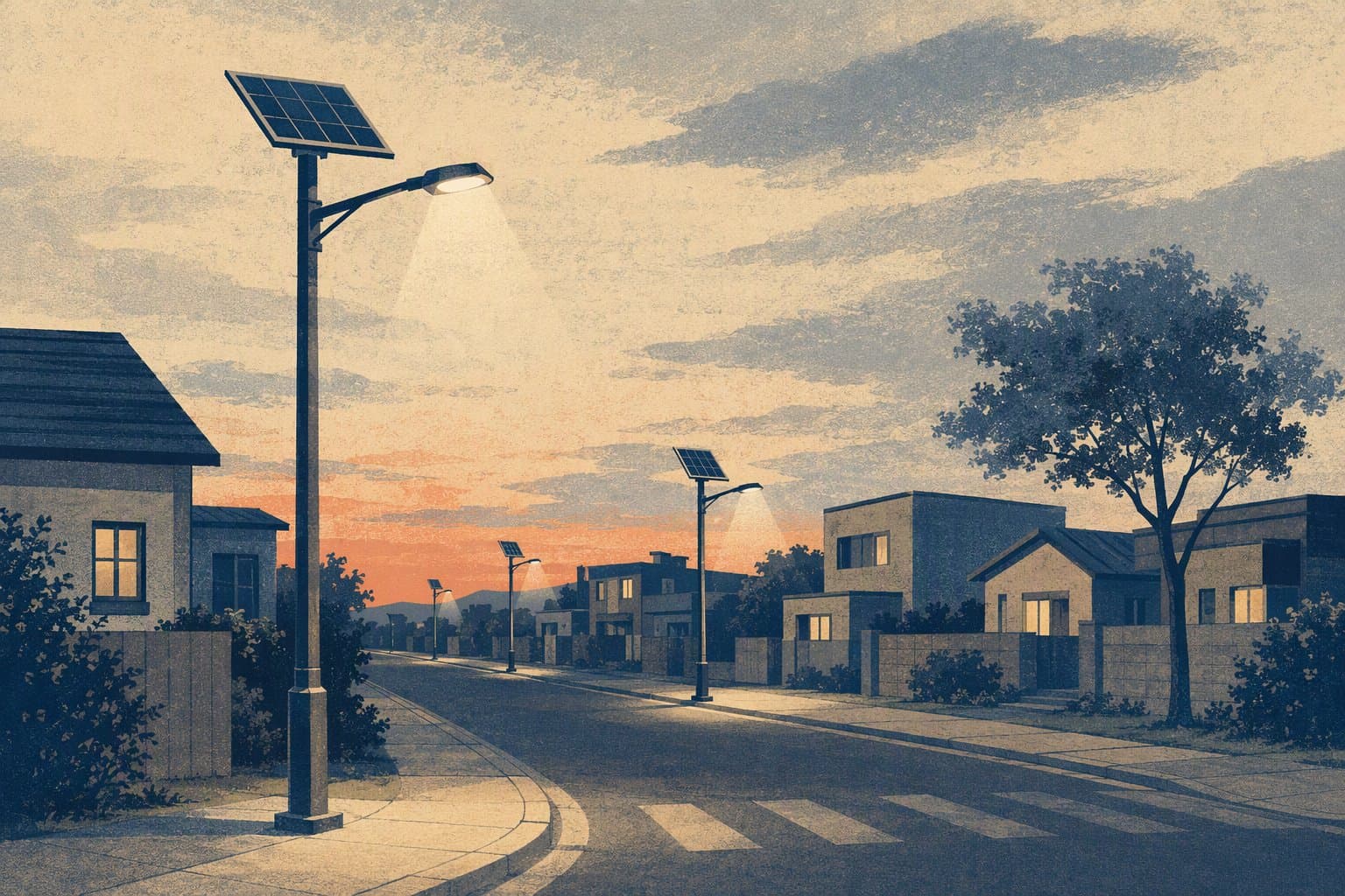 Solar streetlights - illustration, Jake Team LLC