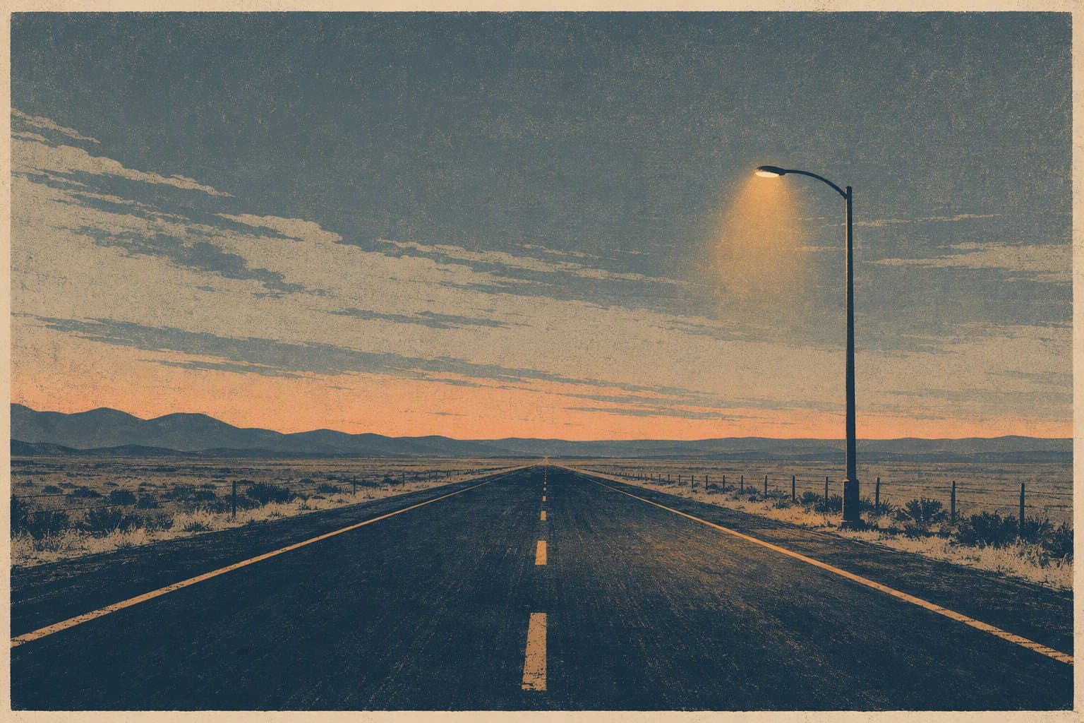 Empty highway at dusk - illustration, Jake Team LLC