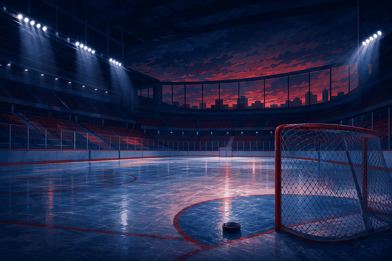 hockey arena dusk - illustration, Jake Team LLC
