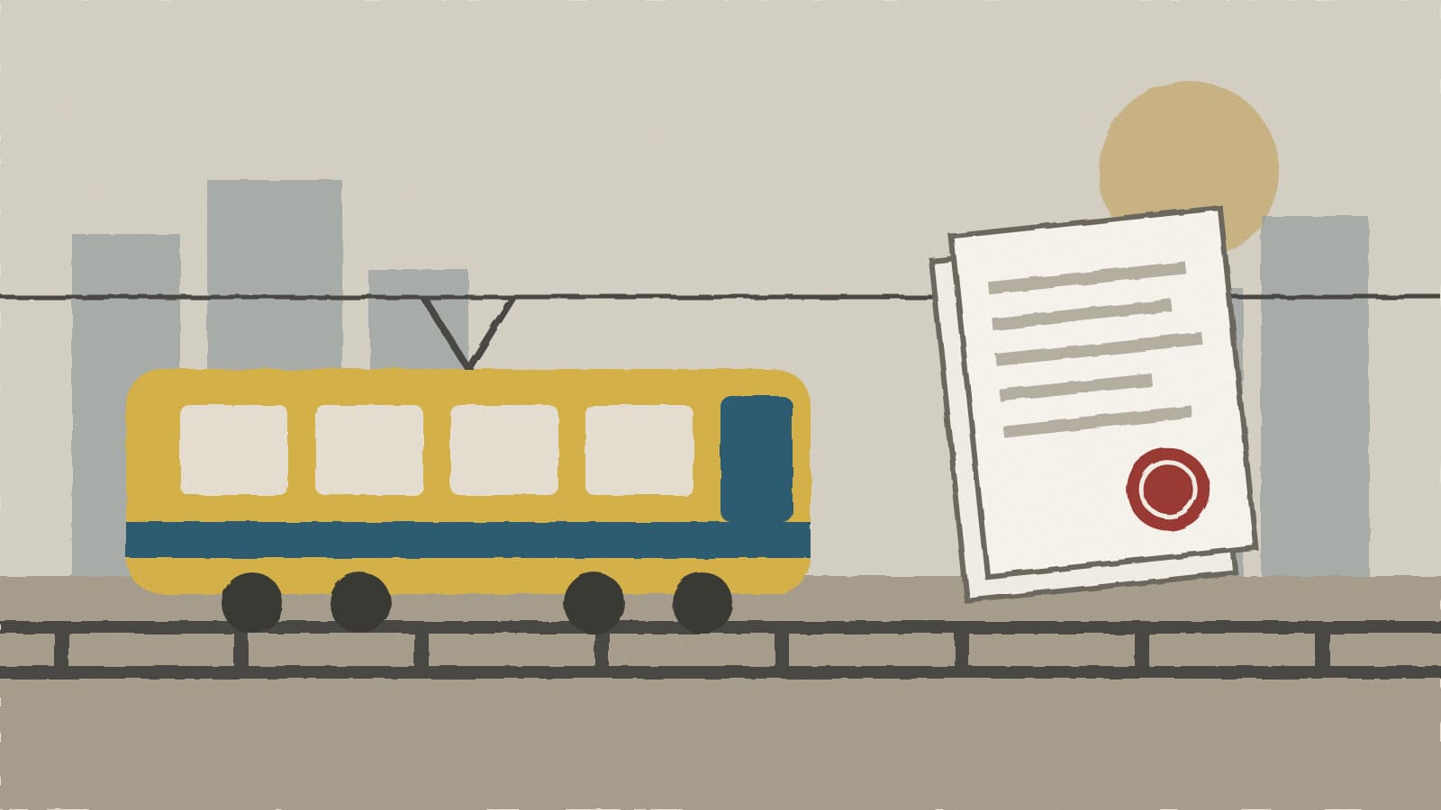 Light rail train and documents - illustration, Jake Team LLC