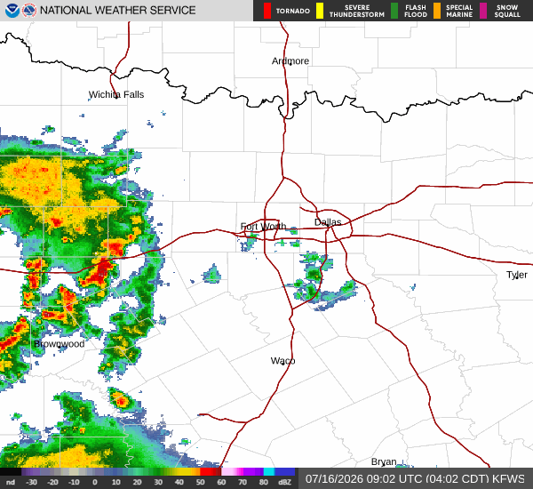 National Weather Service radar for North Texas (KFWS)
