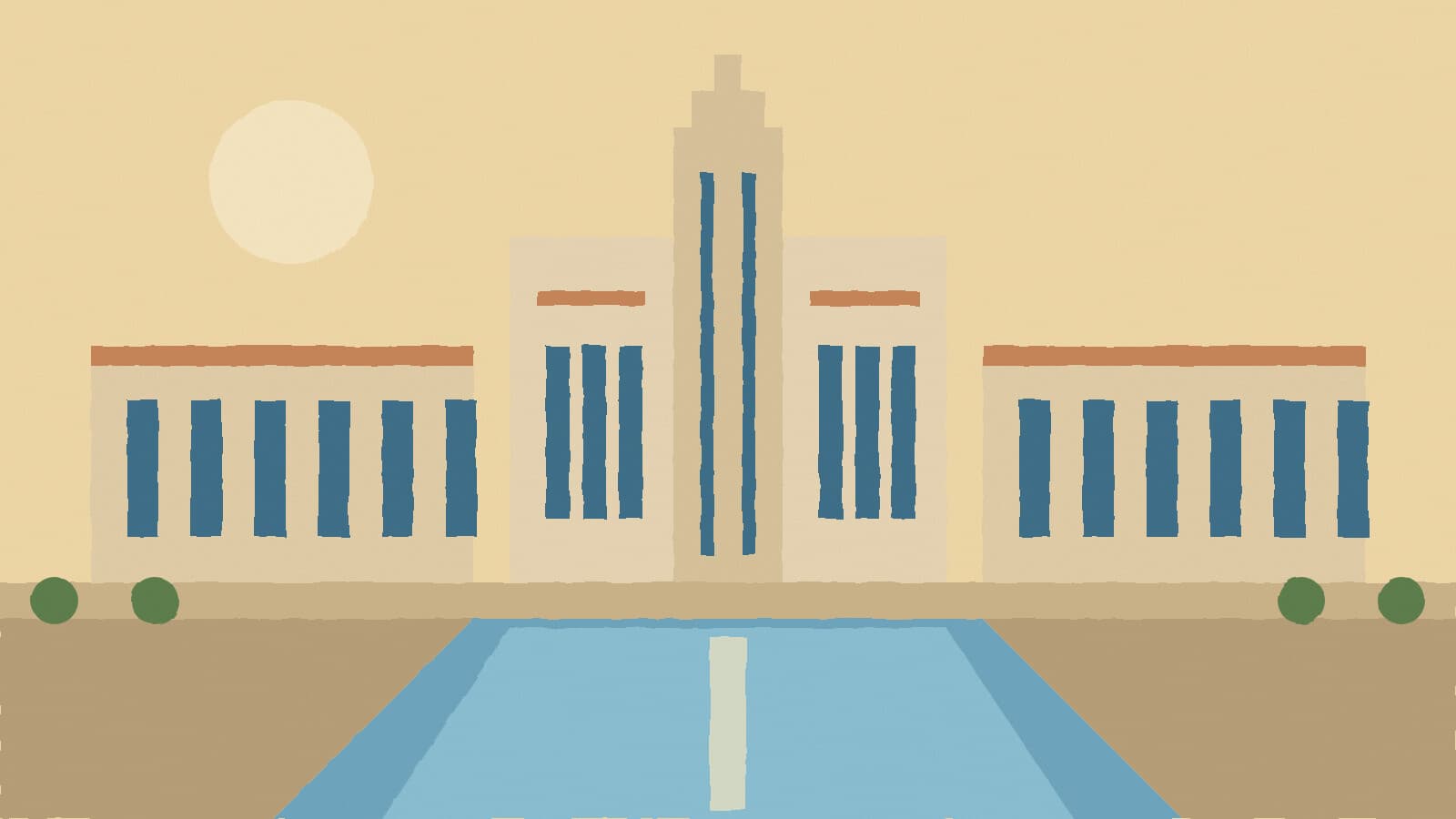 Art deco fairground buildings - illustration, Jake Team LLC